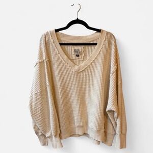 American Eagle Cream Waffle Knit Sweater